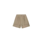 The Frankie Shop Tolmer Cuffed Shorts - Taupe Melange - Oversized Minimalist Shorts in Beige - Shop at Luxury Shoes 