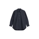 The Frankie Shop Toulon Shirt - Navy/Black Stripe - Oversized Minimalist Tops in Multicolour - Shop at Luxury Shoes 
