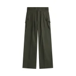 The Frankie Shop Tova Cargo Pants - Deep Green - Oversized Minimalist Pants in Green - Shop at Luxury Shoes 