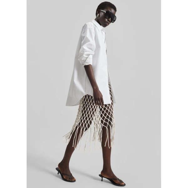 The Frankie Shop Tropea Macrame Skirt - Ecru - Oversized Minimalist Skirts in Ivory - Shop at Luxury Shoes 