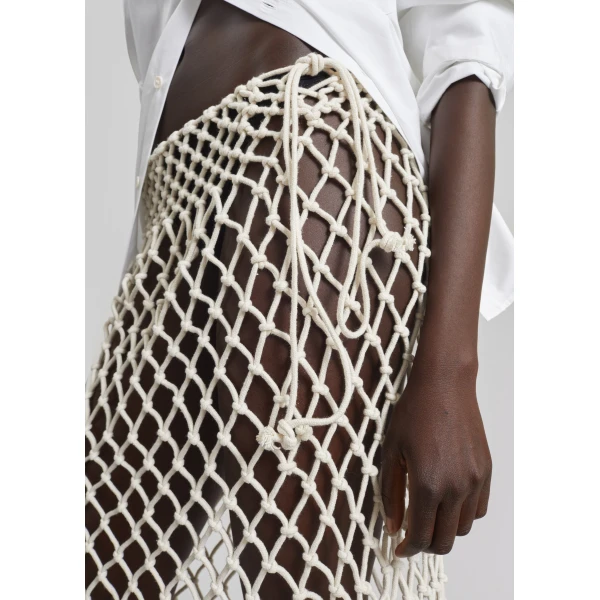 The Frankie Shop Tropea Macrame Skirt - Ecru - Oversized Minimalist Skirts in Ivory - Shop at Luxury Shoes 