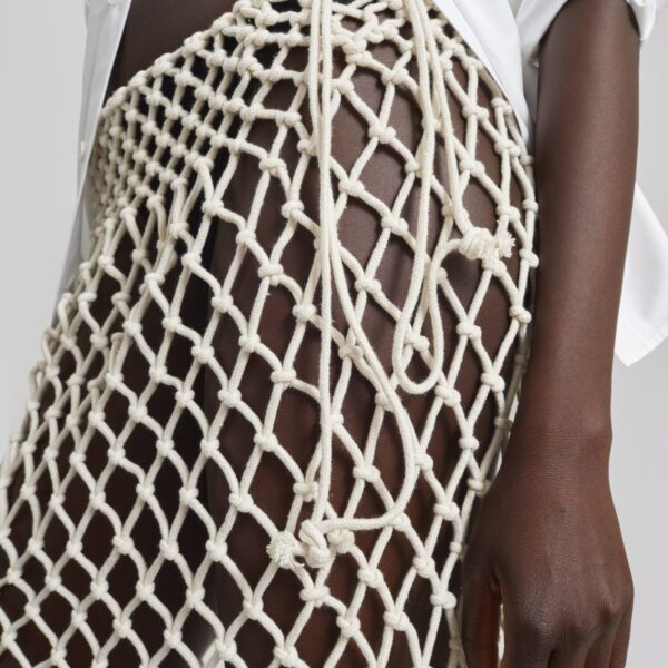 The Frankie Shop Tropea Macrame Skirt – Ecru, view 4