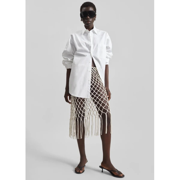 The Frankie Shop Tropea Macrame Skirt - Ecru - Oversized Minimalist Skirts in Ivory - Shop at Luxury Shoes 