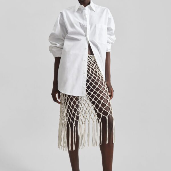 The Frankie Shop Tropea Macrame Skirt – Ecru, view 5