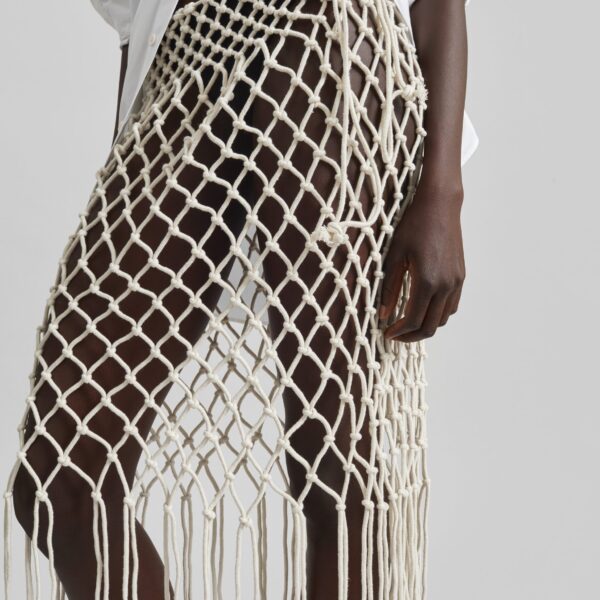 The Frankie Shop Tropea Macrame Skirt – Ecru, view 6