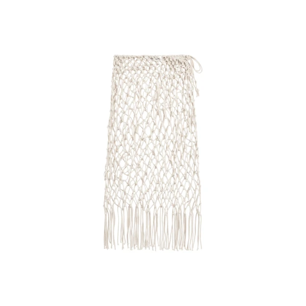 The Frankie Shop Tropea Macrame Skirt - Ecru - Oversized Minimalist Skirts in Ivory - Shop at Luxury Shoes 