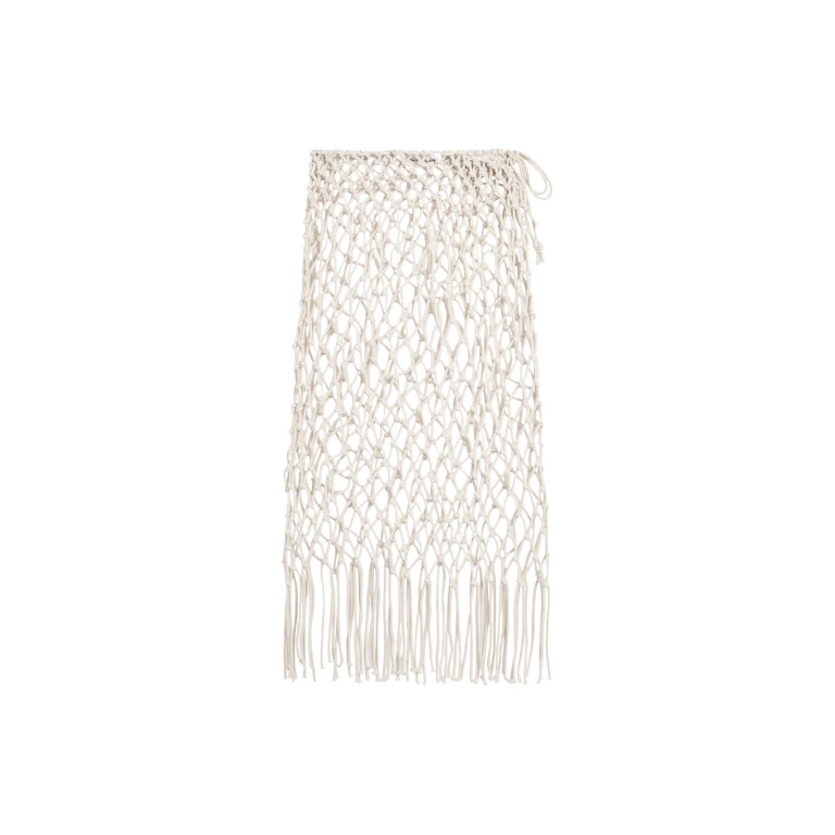 The Frankie Shop Tropea Macrame Skirt - Ecru - Oversized Minimalist Skirts in Ivory - Shop at Luxury Shoes 