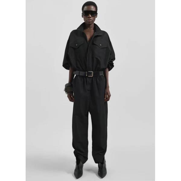 The Frankie Shop Tropez Jumpsuit - Black - Oversized Minimalist Jumpsuit in Black - Shop at Luxury Shoes 