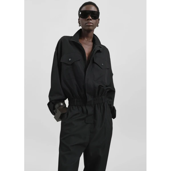 The Frankie Shop Tropez Jumpsuit - Black - Oversized Minimalist Jumpsuit in Black - Shop at Luxury Shoes 