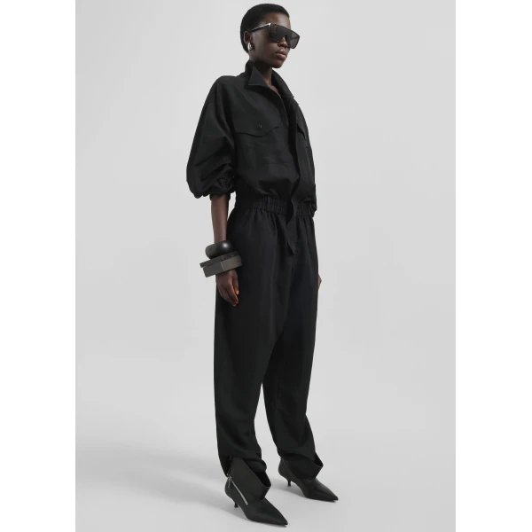 The Frankie Shop Tropez Jumpsuit - Black - Oversized Minimalist Jumpsuit in Black - Shop at Luxury Shoes 