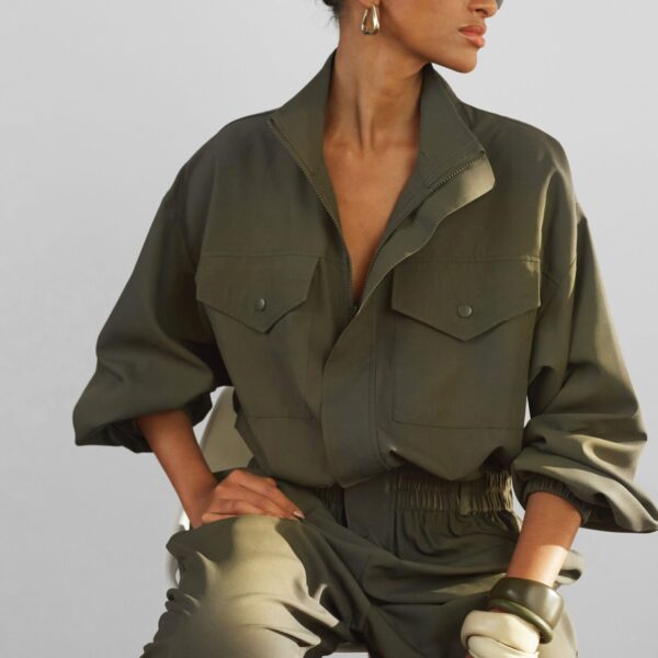 The Frankie Shop Tropez Jumpsuit – Khaki, view 2