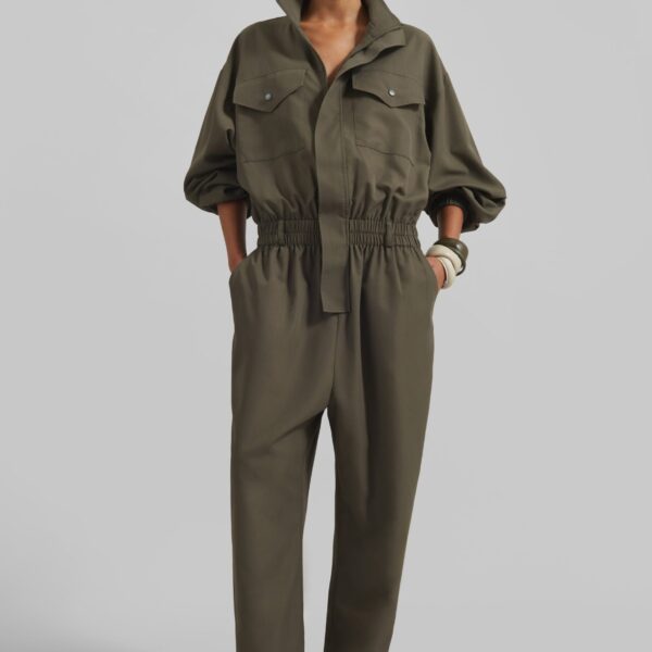 The Frankie Shop Tropez Jumpsuit – Khaki, view 3