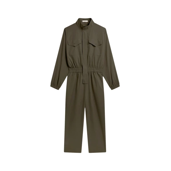 The Frankie Shop Tropez Jumpsuit - Khaki - Oversized Minimalist Jumpsuit in Green - Shop at Luxury Shoes 