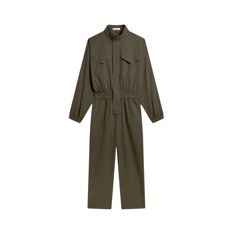 The Frankie Shop Tropez Jumpsuit - Khaki - Oversized Minimalist Jumpsuit in Green - Shop at Luxury Shoes 