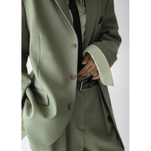 The Frankie Shop Trosa Blazer - Pale Olive - Oversized Minimalist Jackets in Green - Shop at Luxury Shoes 