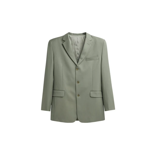 The Frankie Shop Trosa Blazer - Pale Olive - Oversized Minimalist Jackets in Green - Shop at Luxury Shoes 