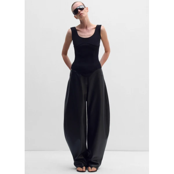 The Frankie Shop Trousers #08 - Black - Oversized Minimalist Pants in Black - Shop at Luxury Shoes 
