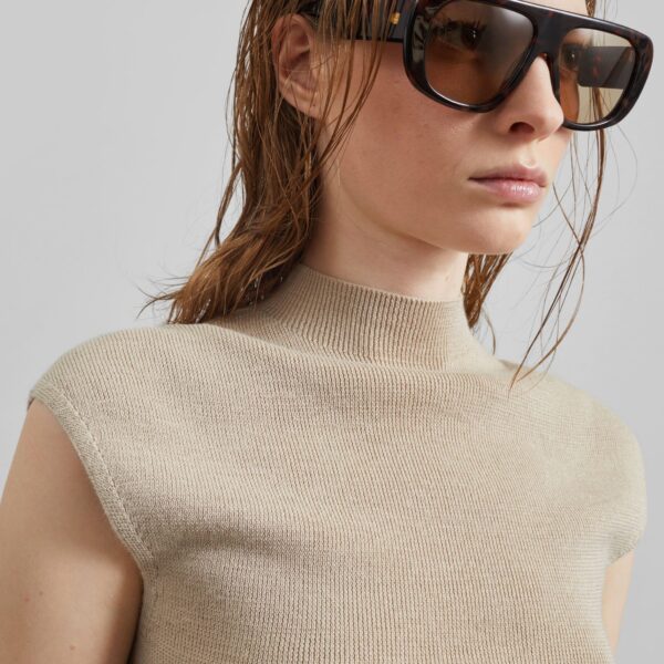 The Frankie Shop Troyes Knit Top – Beige, view 3