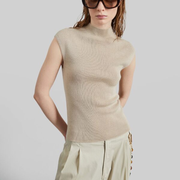 The Frankie Shop Troyes Knit Top – Beige, view 4