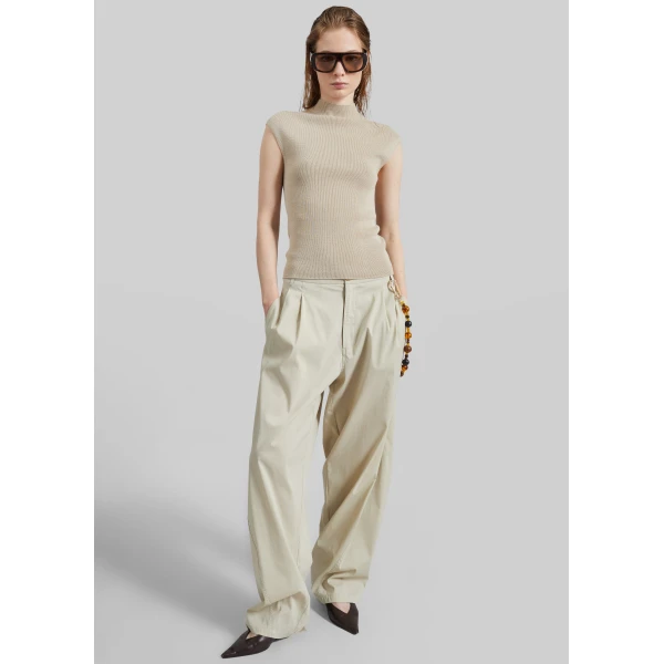 The Frankie Shop Troyes Knit Top - Beige - Oversized Minimalist Tops in Beige - Shop at Luxury Shoes 