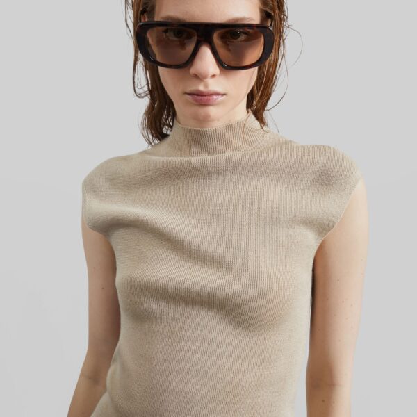 The Frankie Shop Troyes Knit Top – Beige, view 6