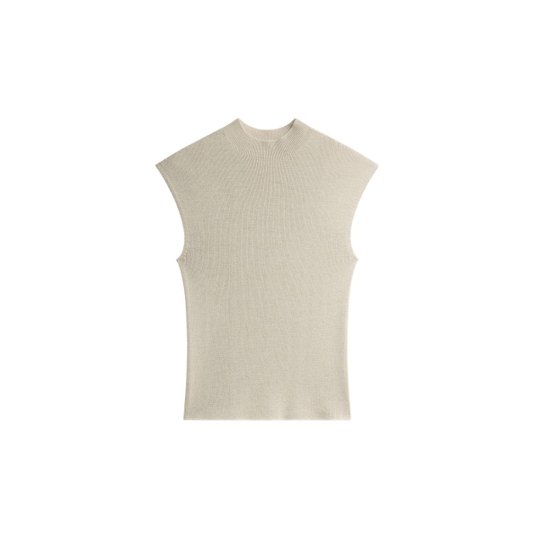 The Frankie Shop Troyes Knit Top - Beige - Oversized Minimalist Tops in Beige - Shop at Luxury Shoes 
