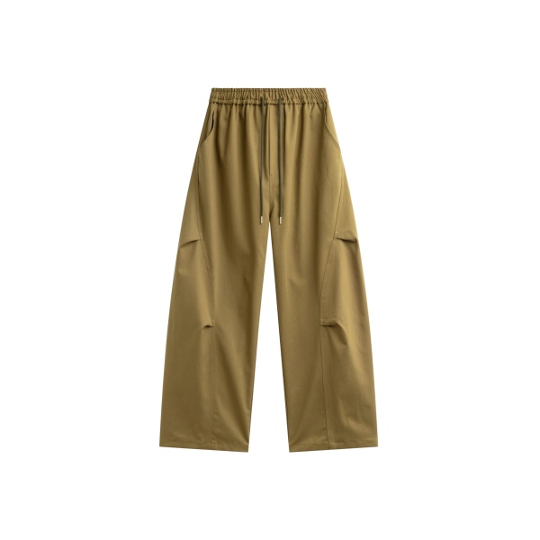 The Frankie Shop Tulsa Curved Pants - Dark Olive - Oversized Minimalist Pants in Green - Shop at Luxury Shoes 