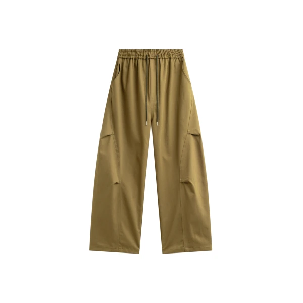 The Frankie Shop Tulsa Curved Pants - Dark Olive - Oversized Minimalist Pants in Green - Shop at Luxury Shoes 