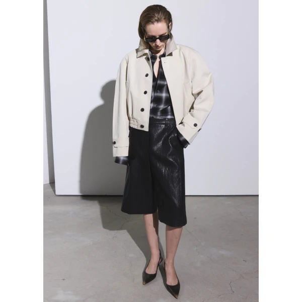 The Frankie Shop Turenne Curved Jacket - Beige - Oversized Minimalist Jackets in Beige - Shop at Luxury Shoes 