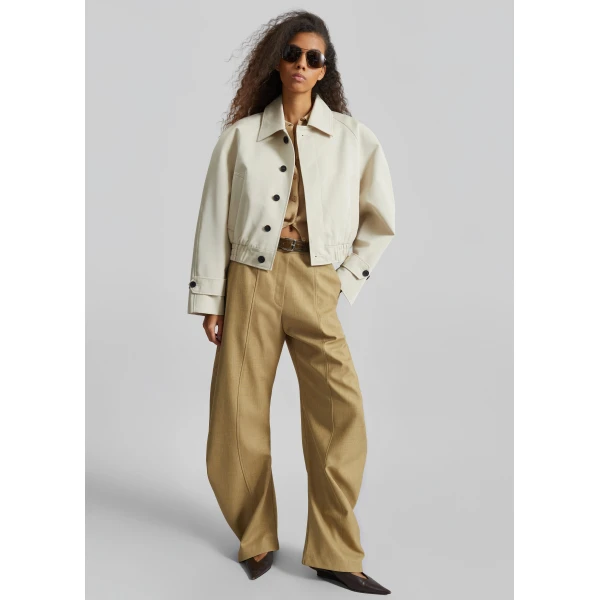 The Frankie Shop Turenne Curved Jacket - Beige - Oversized Minimalist Jackets in Beige - Shop at Luxury Shoes 