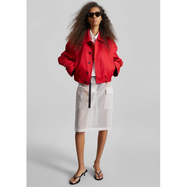 The Frankie Shop Turenne Curved Jacket - Red - Oversized Minimalist Jackets in Red - Shop at Luxury Shoes 