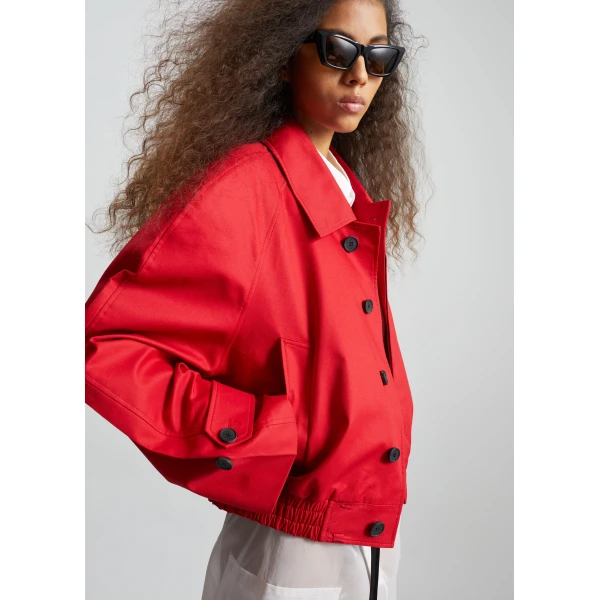 The Frankie Shop Turenne Curved Jacket - Red - Oversized Minimalist Jackets in Red - Shop at Luxury Shoes 