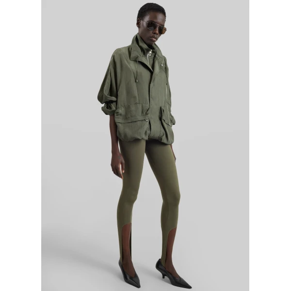 The Frankie Shop Twilla Stirrup Leggings - Olive - Oversized Minimalist Pants in Green - Shop at Luxury Shoes 