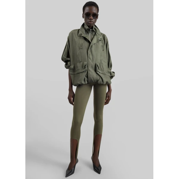 The Frankie Shop Twilla Stirrup Leggings - Olive - Oversized Minimalist Pants in Green - Shop at Luxury Shoes 