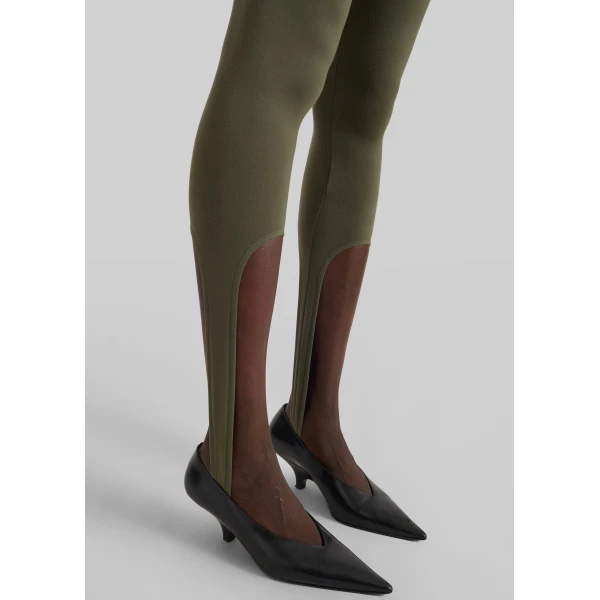 The Frankie Shop Twilla Stirrup Leggings - Olive - Oversized Minimalist Pants in Green - Shop at Luxury Shoes 
