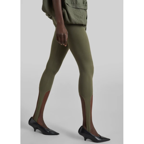 The Frankie Shop Twilla Stirrup Leggings - Olive - Oversized Minimalist Pants in Green - Shop at Luxury Shoes 