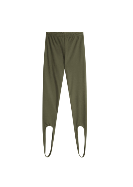 The Frankie Shop Twilla Stirrup Leggings - Olive - Oversized Minimalist Pants in Green - Shop at Luxury Shoes 
