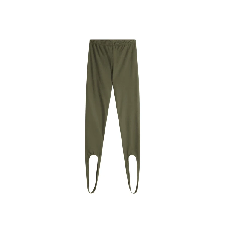 The Frankie Shop Twilla Stirrup Leggings - Olive - Oversized Minimalist Pants in Green - Shop at Luxury Shoes 