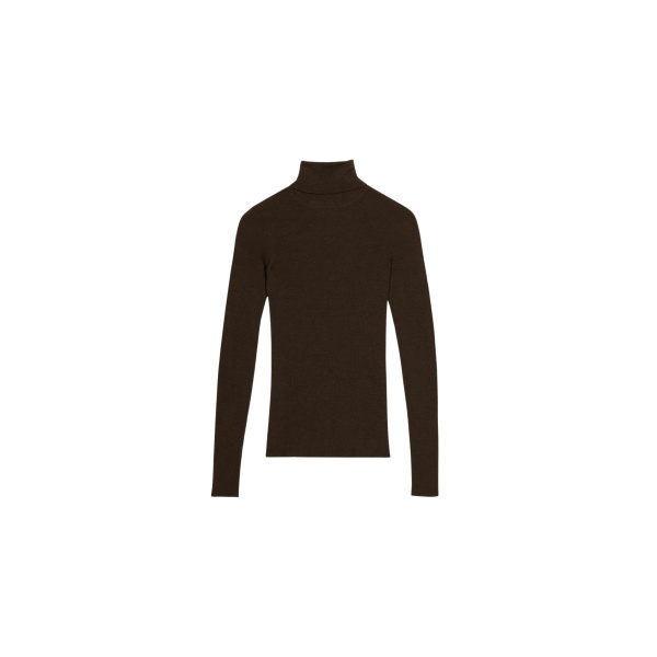 The Frankie Shop Utica Thin Turtleneck Sweater - Brown - Oversized Minimalist Knitwear in Beige - Shop at Luxury Shoes 