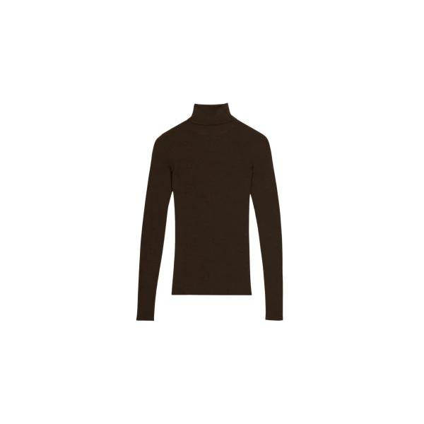 The Frankie Shop Utica Thin Turtleneck Sweater - Brown - Oversized Minimalist Knitwear in Beige - Shop at Luxury Shoes 