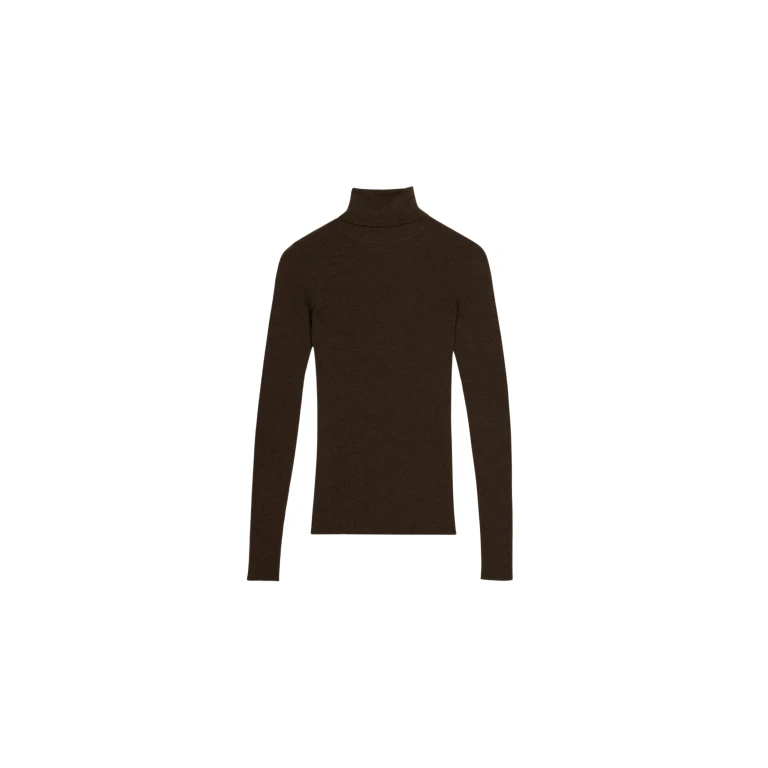 The Frankie Shop Utica Thin Turtleneck Sweater - Brown - Oversized Minimalist Knitwear in Beige - Shop at Luxury Shoes 