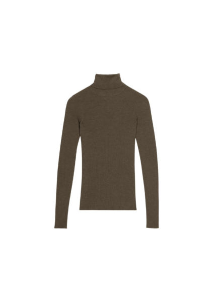 The Frankie Shop Utica Thin Turtleneck Sweater - Olive - Oversized Minimalist Knitwear in Green - Shop at Luxury Shoes 