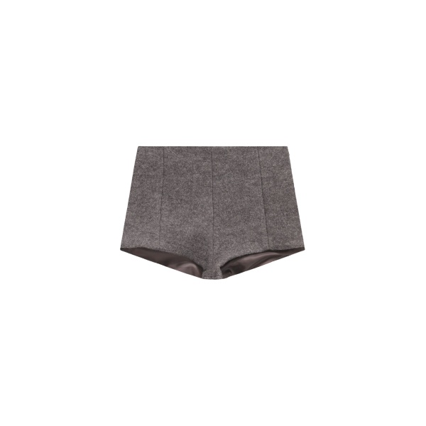 The Frankie Shop Vail Brushed Wool Hot Pants - Grey Melange - Oversized Minimalist Shorts in Grey - Shop at Luxury Shoes 
