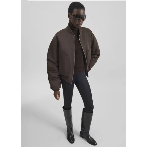 The Frankie Shop Valdres Padded Bomber Jacket - Brown - Oversized Minimalist Jackets in Beige - Shop at Luxury Shoes 