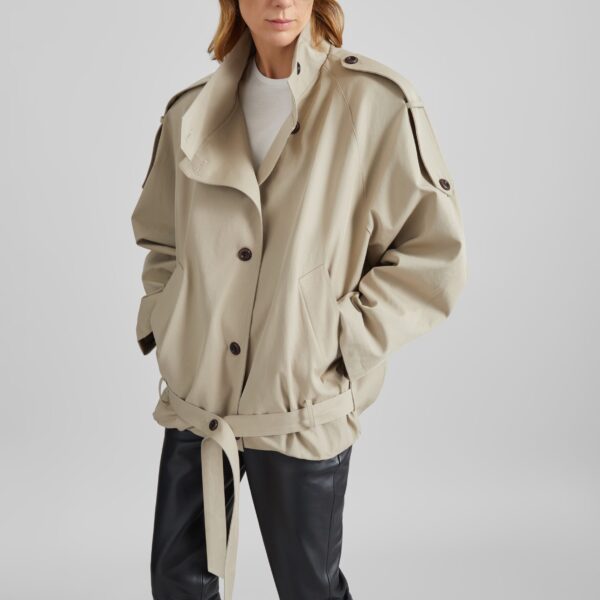 The Frankie Shop Vallby Belted Short Trench – Beige, view 2