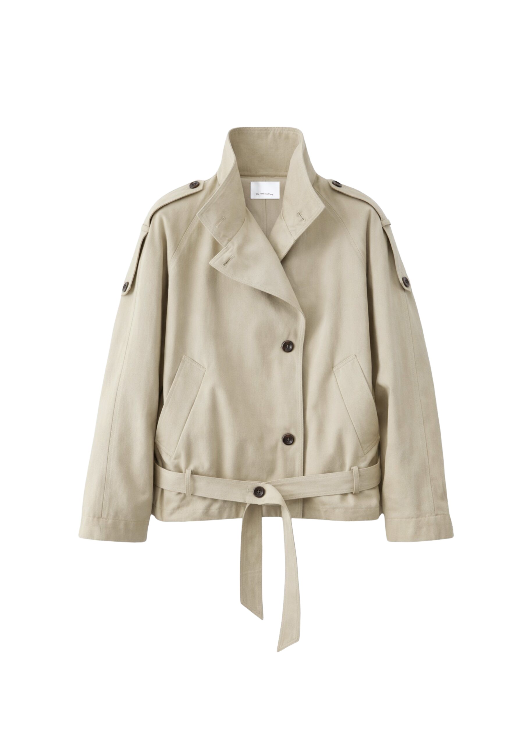 The Frankie Shop Vallby Belted Short Trench – Beige