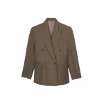 The Frankie Shop Vallsta Double-Breasted Blazer - Brown Melange - Oversized Minimalist Jackets in Beige - Shop at Luxury Shoes 