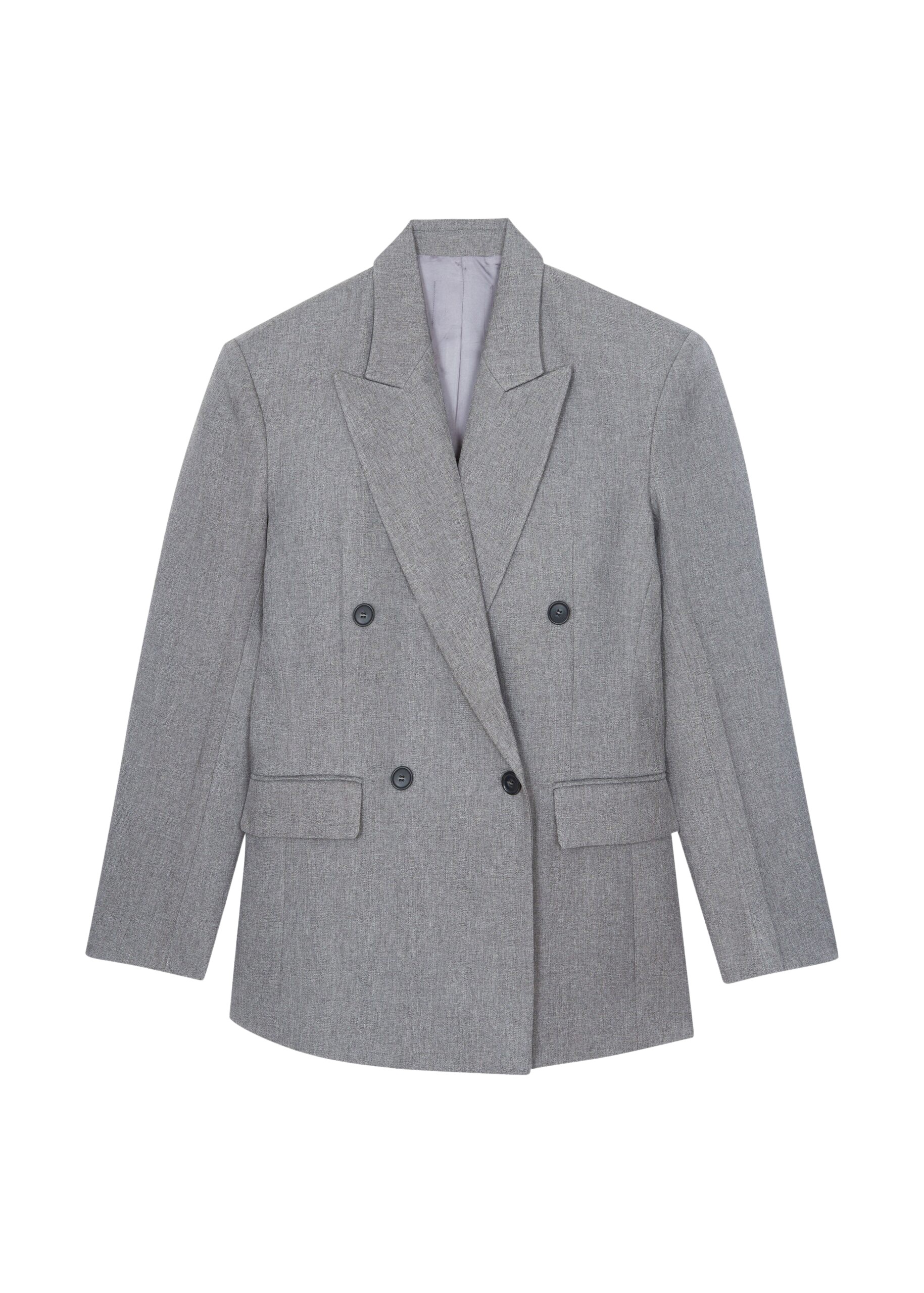 The Frankie Shop Vallsta Double-Breasted Blazer – Grey Melange