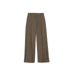 The Frankie Shop Vallsta Tailored Trousers - Brown Melange - Oversized Minimalist Pants in Beige - Shop at Luxury Shoes 