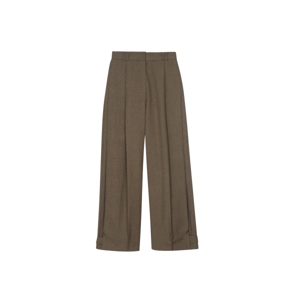 The Frankie Shop Vallsta Tailored Trousers - Brown Melange - Oversized Minimalist Pants in Beige - Shop at Luxury Shoes 